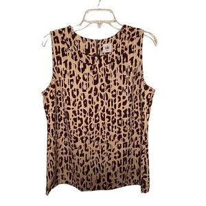 Cabi Ginger Leopard Print Sleeveless Top Blouse Style#3070 Medium